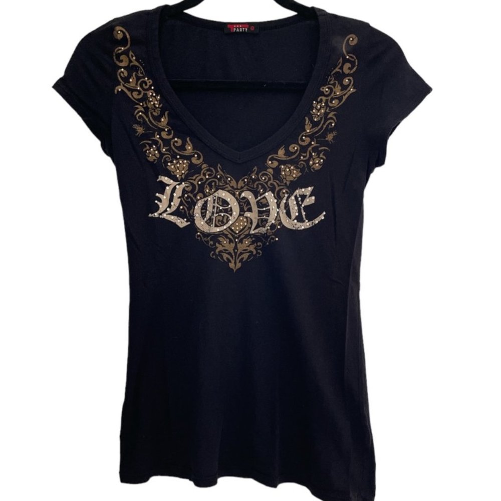 Black and Gold T Party "Love" Tee- Size Small